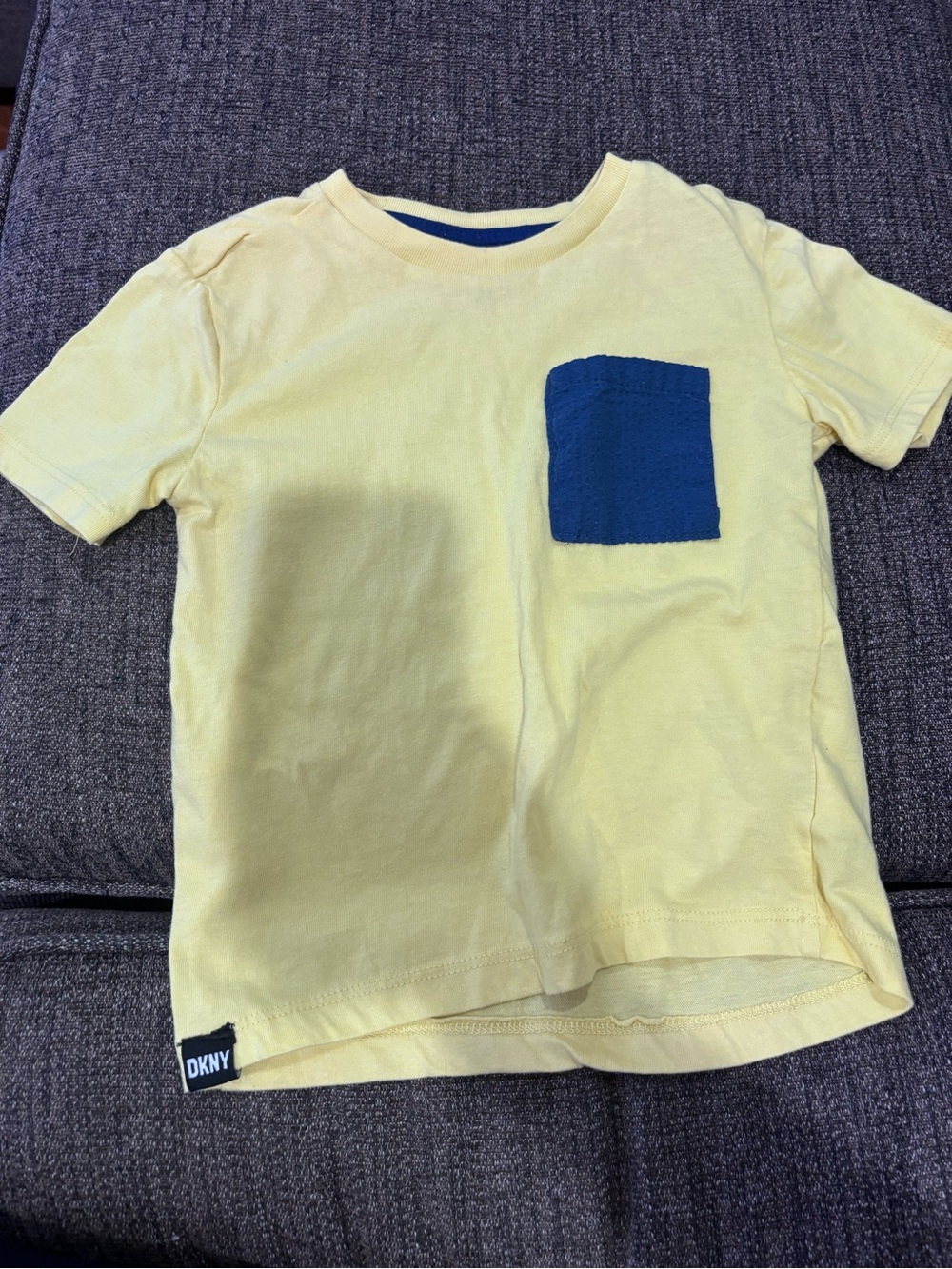 Dkny Yellow Short-Sleeve Tee with Blue Pocket